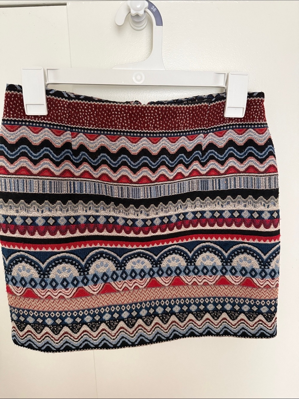 Design Lab Lord & Taylor Multicolor Geo-Pattern Knit Mini Skirt
